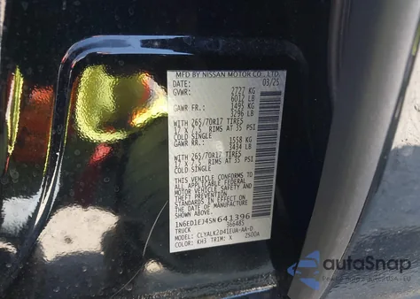 2025 Nissan Frontier Pro-X 4X2 из США, поврежденный, VIN 1N6ED1EJ4SN641396